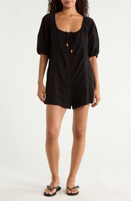 Elan Elan Tie Waist Cover-Up Romper