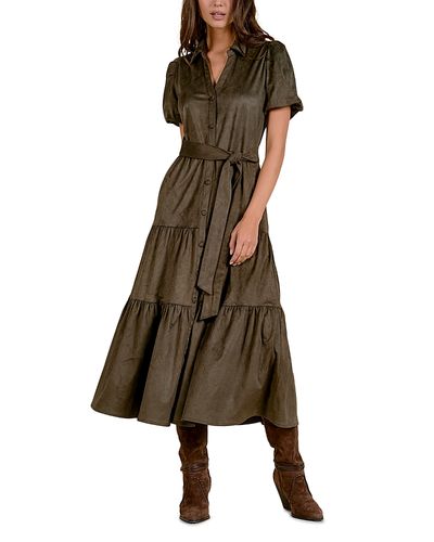 Elan Elan Tiered Belted Shirtdress