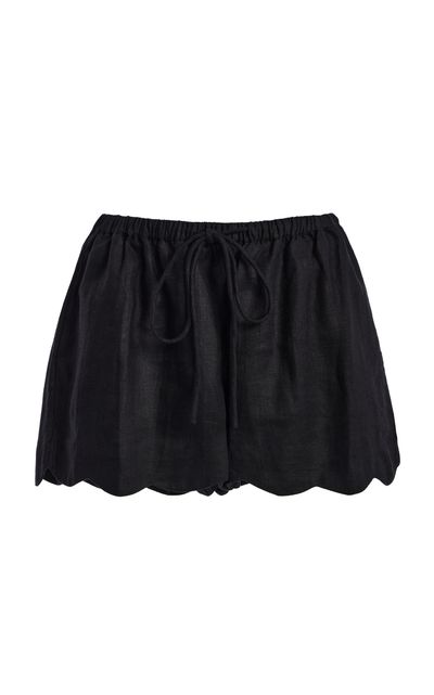 ELCE ELCE Kai Scalloped Linen Mini Shorts