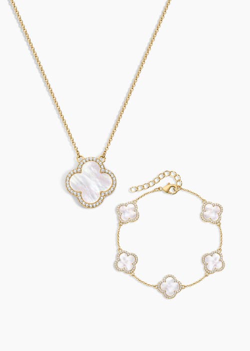 Electric Picks Electric Picks Icon White Clover Bracelet and Necklace - Set of 2 
