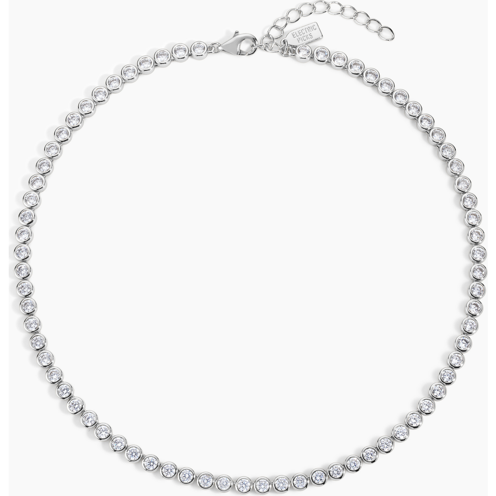 Electric Picks Electric Picks Jewel Bezel Tennis Necklace - Silver 