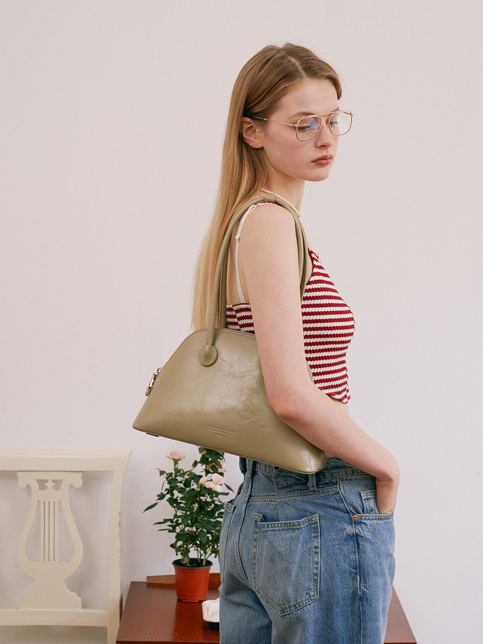 ELEGANCE PARIS Delin Shoulder Bag_Milky Olive