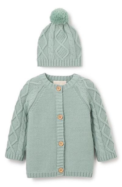 Elegant Baby Elegant Baby Diamond Cable Stitch Cotton Blend Cardigan & Hat Set
