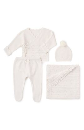 Elegant Baby Elegant Baby Organic Cotton & Cashmere Pointelle Hat, Top, Pants & Blanket Set