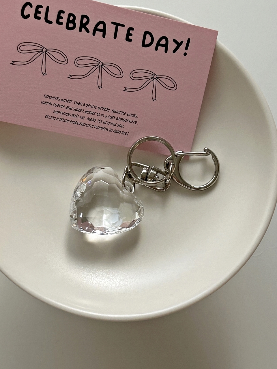Elegant table Clear Heart Keyring