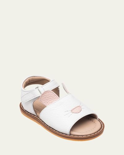 Elephantito Girl's Bunny Leather Flat Sandals, Baby