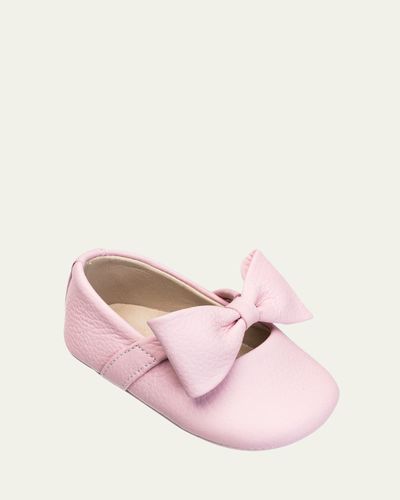 Elephantito Girl's Leather Ballet Flat w/ Bow, Baby