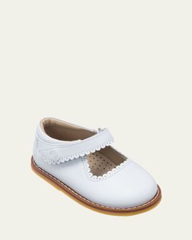 Elephantito Girl's Scalloped Leather Mary Janes, Toddler