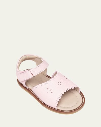 Elephantito Girl's Scalloped Leather Sandals, Toddler