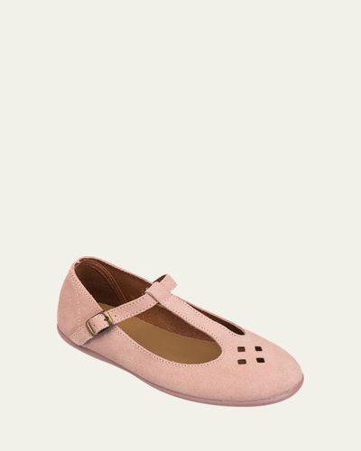 Elephantito Girl's Suede T-Bar Flats, Baby/Toddler/Kids