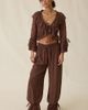 Elevator Disco Elevator Disco Eleanor Sheer Lace Ruffle Bell Sleeve Crop Top in Brown, Women's at Urban Outfitters - 2