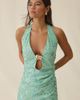Elevator Disco Elevator Disco Selina Glam Beaded Keyhole Cutout Halter Top in Green, Women's at Urban Outfitters - 1