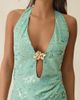 Elevator Disco Elevator Disco Selina Glam Beaded Keyhole Cutout Halter Top in Green, Women's at Urban Outfitters - 4