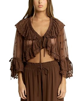 Elevator Disco Eleveator Disco Eleanor Ruffle Tie Front Top