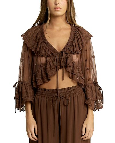 Elevator Disco Eleveator Disco Eleanor Ruffle Tie Front Top
