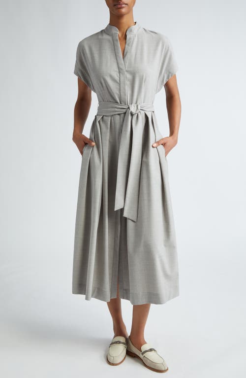 Eleventy Eleventy Cap Sleeve Stretch Wool Midi Shirtdress