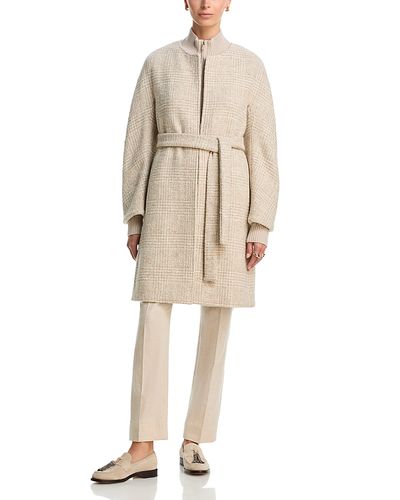 Eleventy Eleventy Collarless Belted Wool Blend Coat