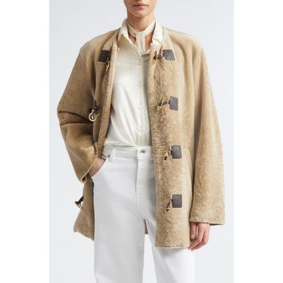 Eleventy Eleventy Collarless Genuine Shearling Coat