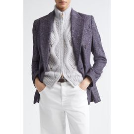 Eleventy Eleventy Double Breasted Sequin Detail Alpaca Blend Blazer