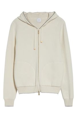 Eleventy Eleventy Full Zip Hoodie with Metallic Trim