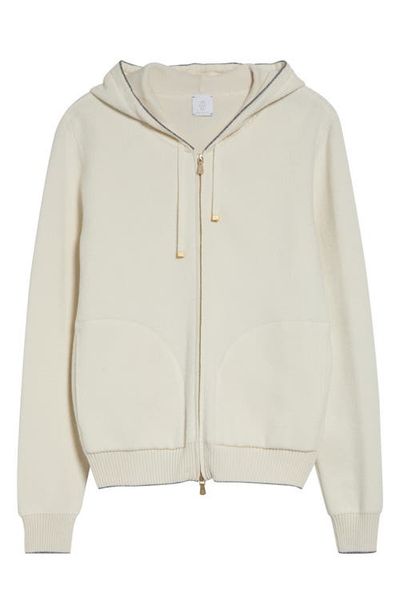 Eleventy Eleventy Full Zip Hoodie with Metallic Trim