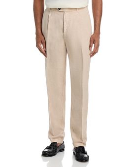 Eleventy Eleventy Garment Dyed Linen Relaxed Fit Pleated Trousers