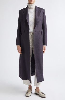 Eleventy Eleventy Herringbone Wool Blend Duster Jacket