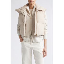 Eleventy Eleventy High Neck Wool Mouliné Padded Down Vest