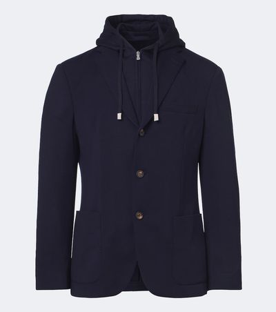Eleventy Eleventy Hooded layered wool blazer