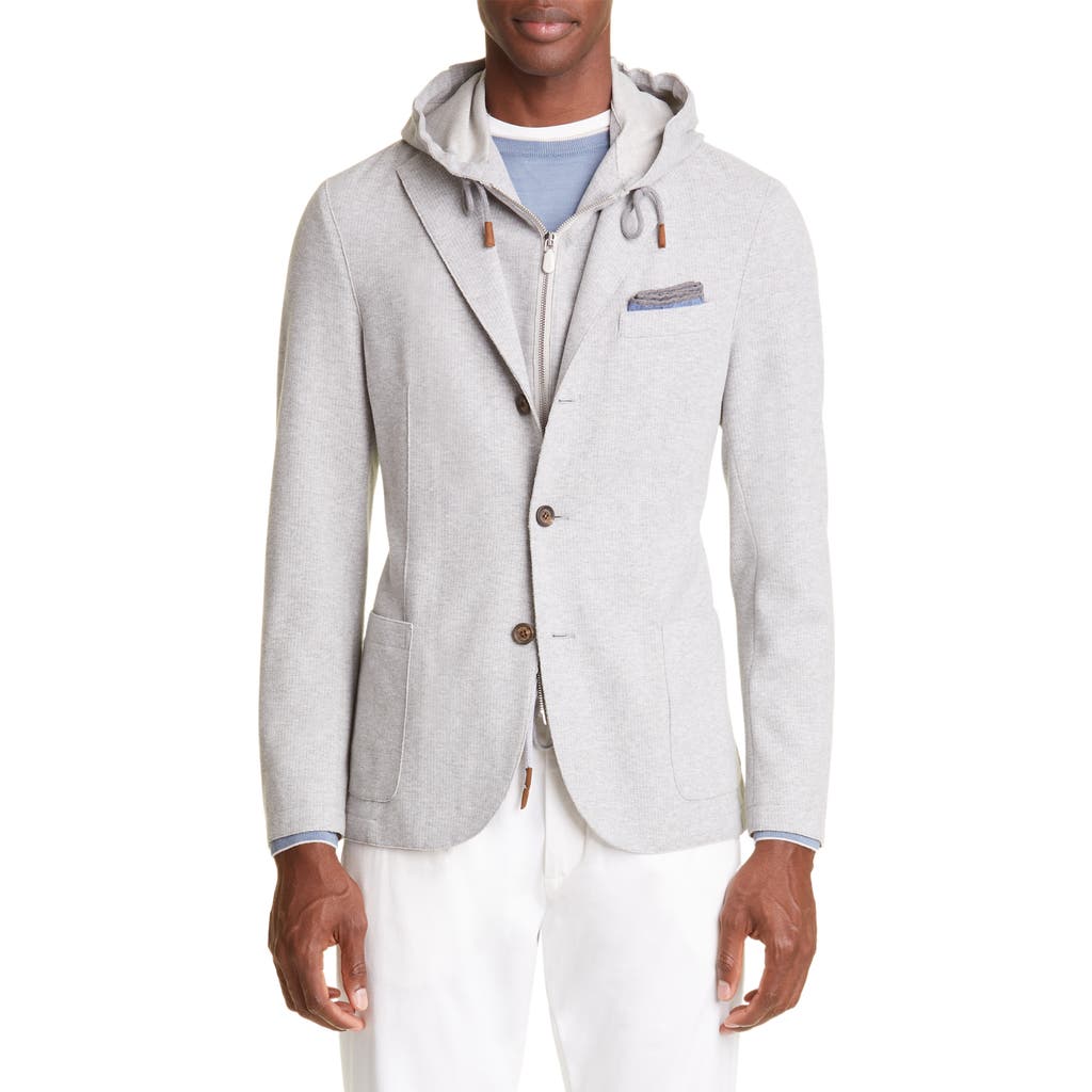 Eleventy Eleventy Knit Sport Coat with Hooded Bib