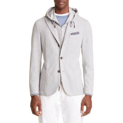 Eleventy Eleventy Knit Sport Coat with Hooded Bib