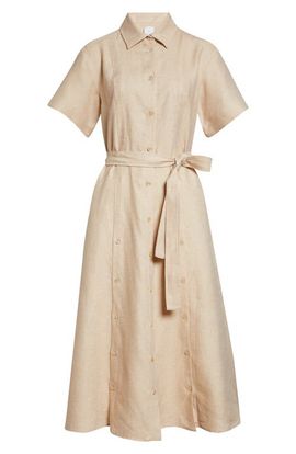 Eleventy Eleventy Linen Blend Belted Shirtdress