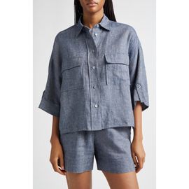 Eleventy Eleventy Linen Blend Button-Up Shirt