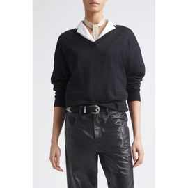 Eleventy Eleventy Metallic Stripe Wool V-Neck Sweater