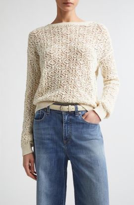 Eleventy Eleventy Open Stitch Cotton Crewneck Sweater