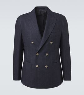 Eleventy Eleventy Pinstriped wool, cotton, and cashmere blazer