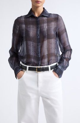 Eleventy Eleventy Plaid Silk Button-Up Shirt