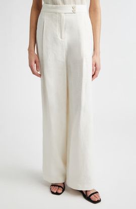 Eleventy Eleventy Pleated Straight Leg Linen Blend Trousers
