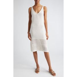 Eleventy Eleventy Sequin Sleeveless Cotton & Linen Blend Pointelle Sweater Dress