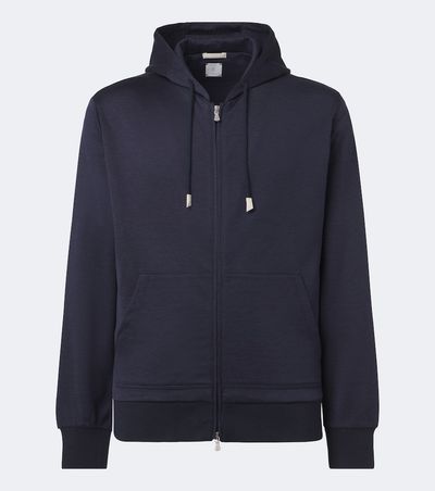 Eleventy Eleventy Silk and cotton-blend zip-up hoodie