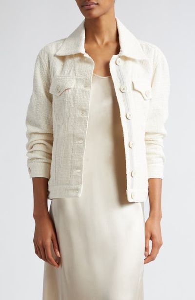 Eleventy Eleventy Slub Weave Cotton Blend Trucker Jacket
