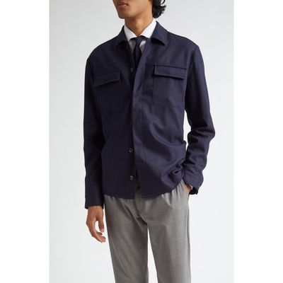 Eleventy Eleventy Stretch Wool & Cashmere Button-Up Overshirt