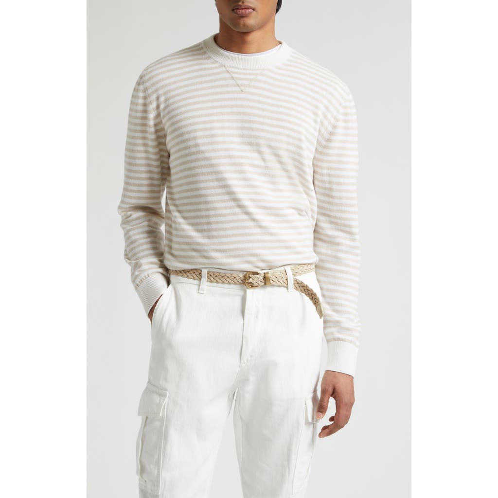Eleventy Eleventy Stripe Cashmere Crewneck Sweater