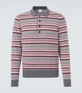 Eleventy Eleventy Striped wool jacquard polo sweater