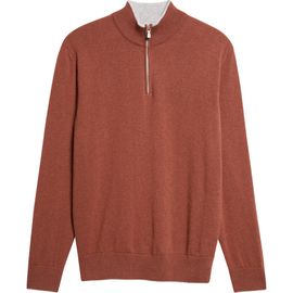 Eleventy Eleventy Tipped Cashmere Half Zip Sweater