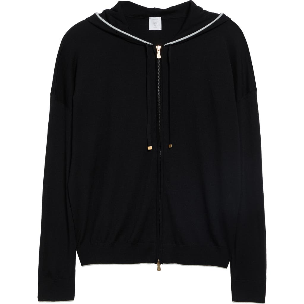 Eleventy Eleventy Tipped Merino Wool Zip Hoodie