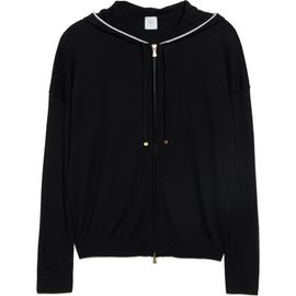 Eleventy Eleventy Tipped Merino Wool Zip Hoodie