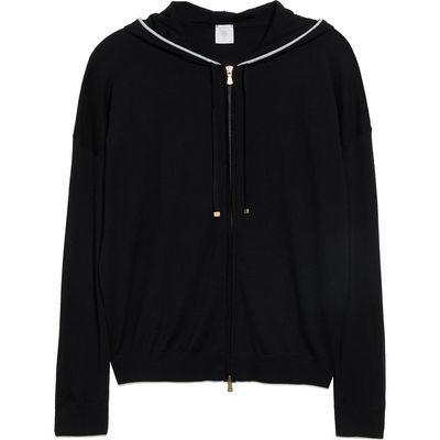 Eleventy Eleventy Tipped Merino Wool Zip Hoodie
