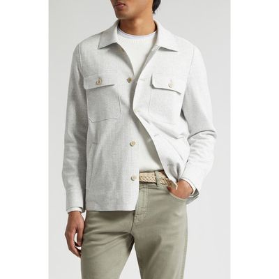Eleventy Eleventy Tonal Glen Plaid Knit Overshirt