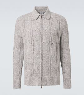 Eleventy Eleventy Wool, alpaca and silk-blend zip-up cardigan